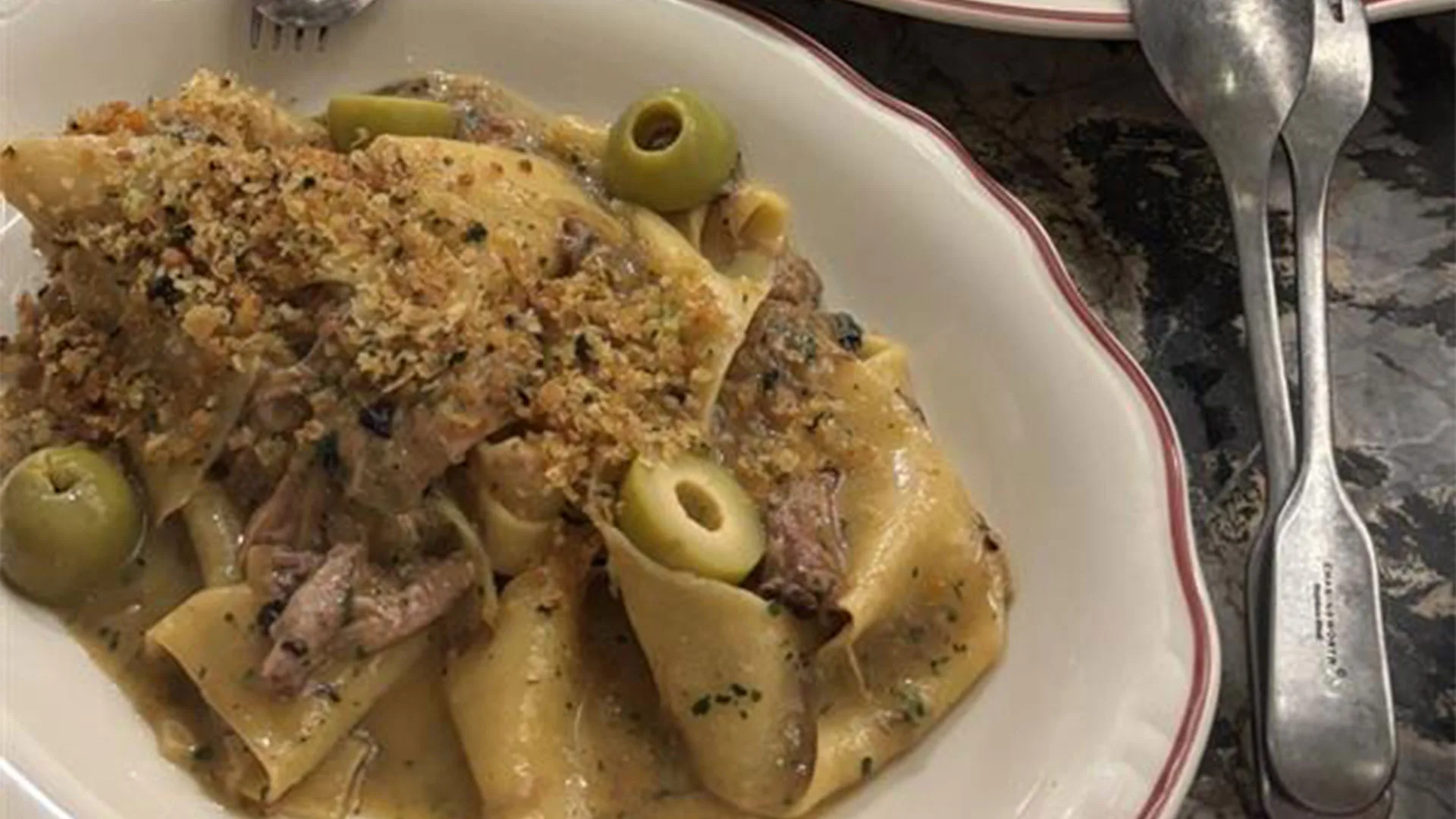 pappardelle with lamb and olives