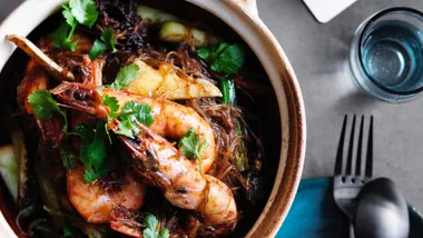 David Thompson's baked prawns and vermicelli recipe