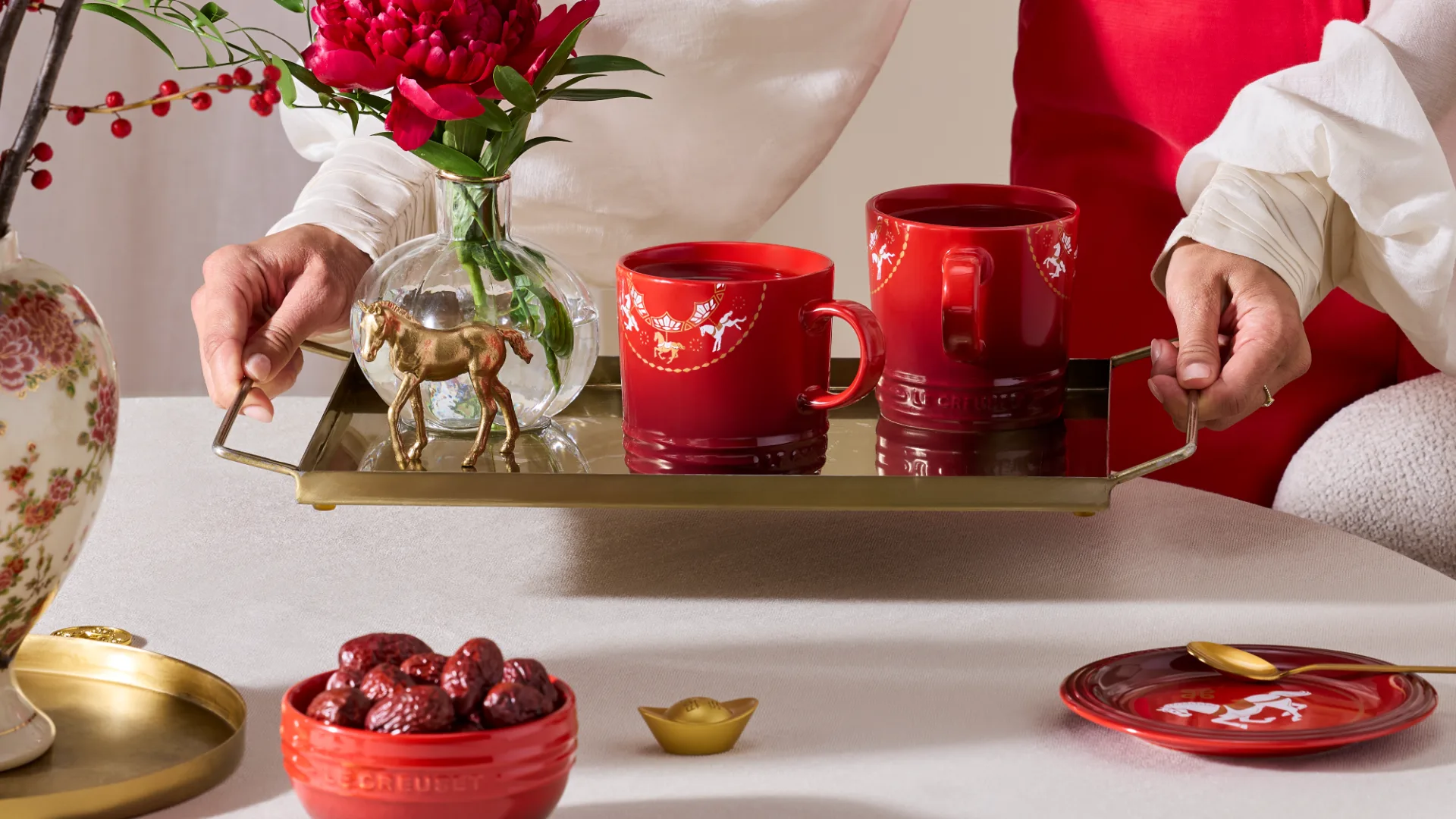 Mugs and dishes from the first Le Creuset Lunar New Year collection