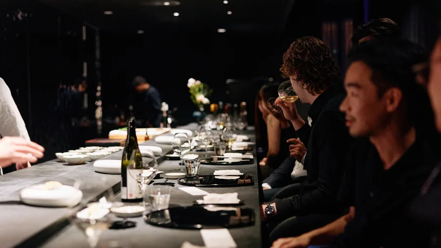 A dark omakase counter at new Brisbane restaurant +81 Sushi Kappo