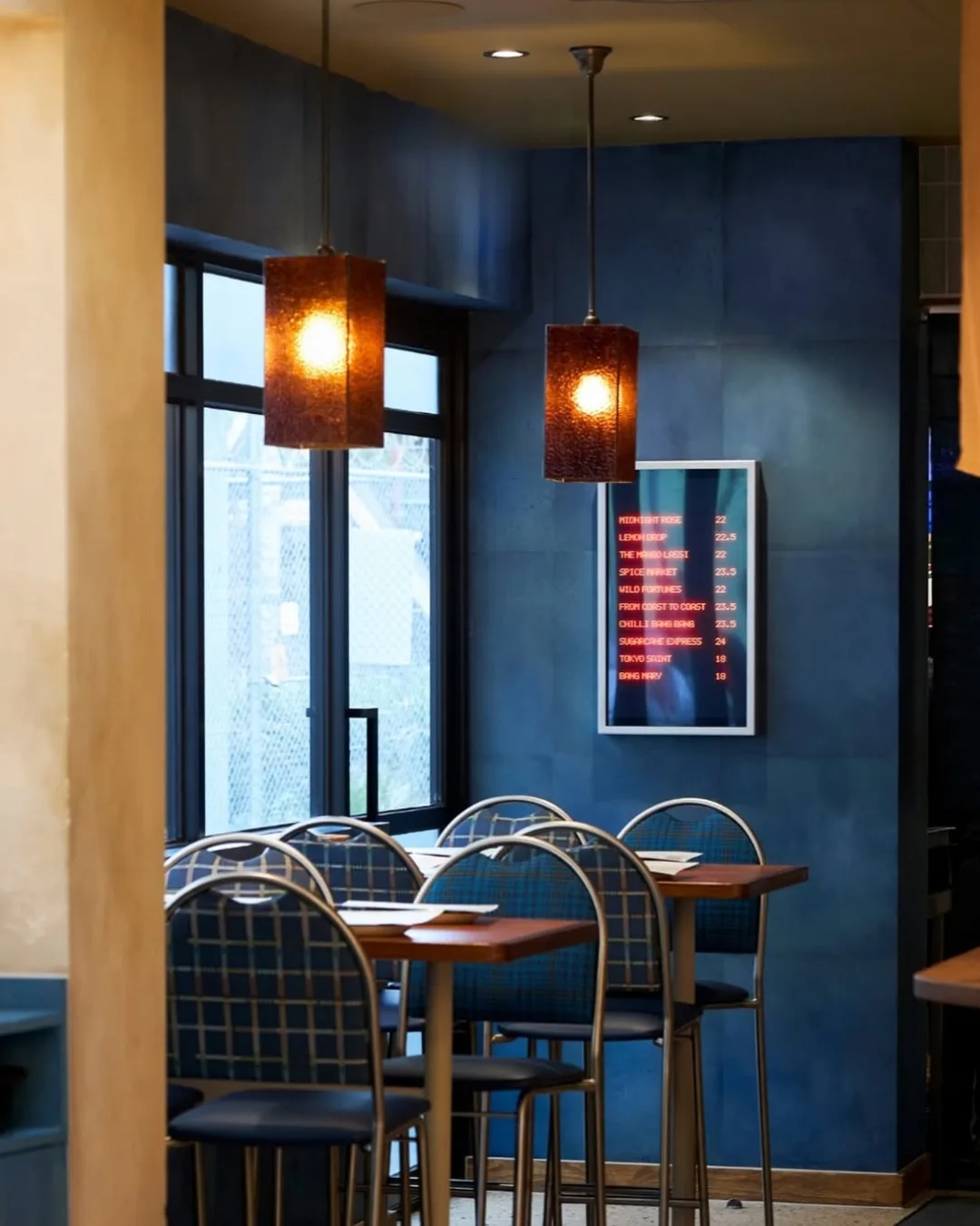 The funky blue interiors at Bang Bang in its various locations