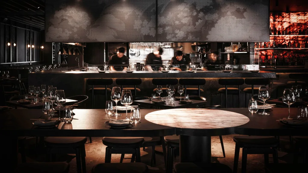 The dark timber interiors near the kitchen of Mamasen restaurant on the gold coast