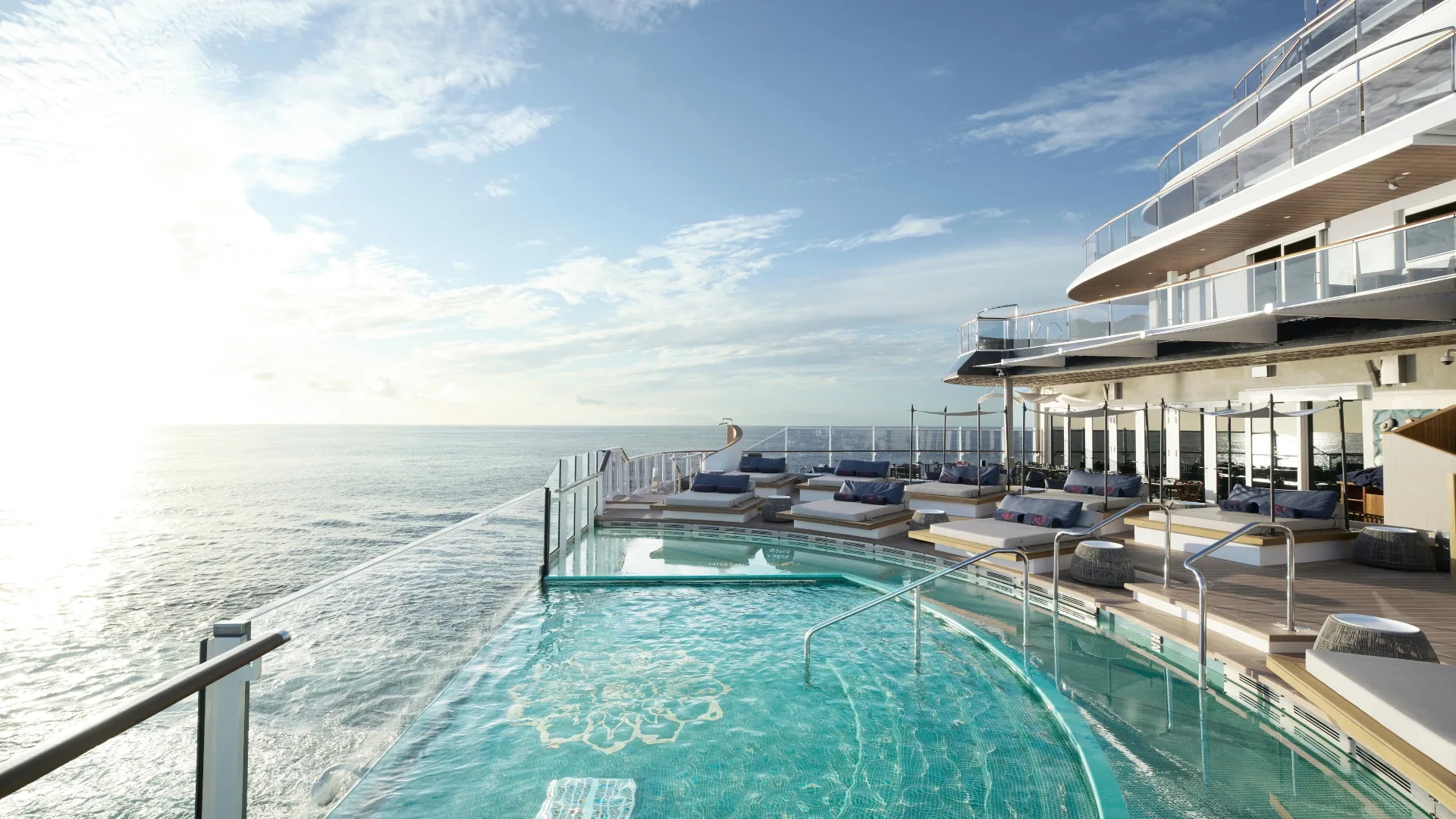 The Astern pool provides uninterrupted ocean views and ample lounging room 