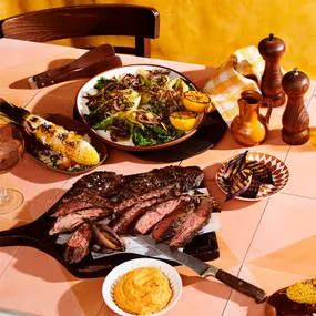 Lennox Hastie's grilled bavette served with a sunny romesco and sweet, charred onions