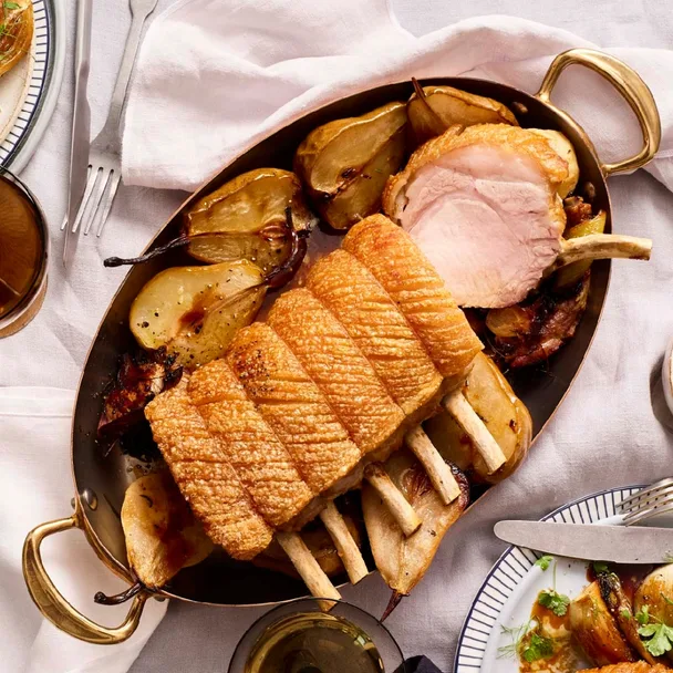 Stephanie Alexander&rsquo;s roast rack of pork with pears