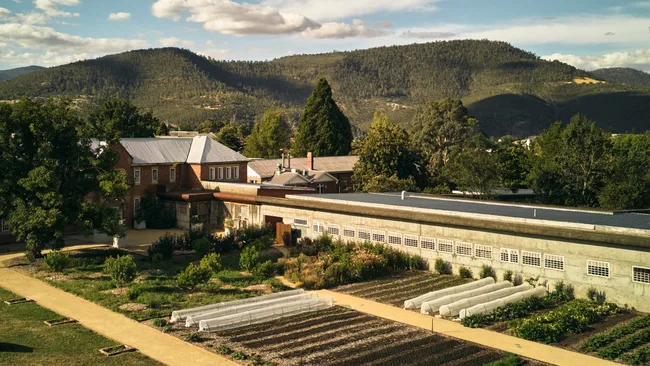 The Agrarian Kitchen stuns with its vast landscape set against the backdrop of New Norfolk's hinterland