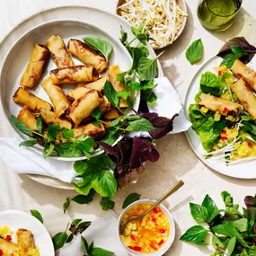 Vietnamese spring rolls with pineapple nuoc cham