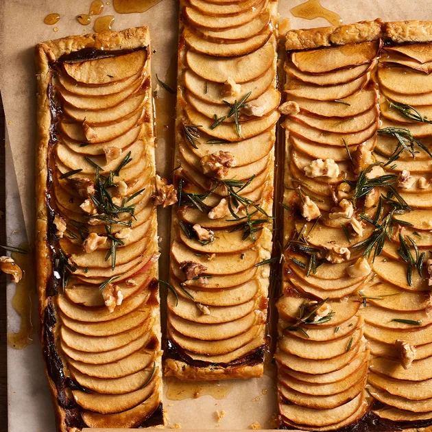 Apple and Roquefort galette with rosemary hot honey