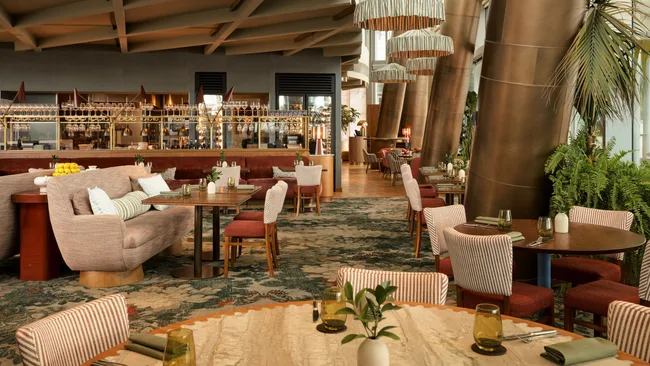 The renovated dining room at Italian restaurant a'Mare in Barangaroo