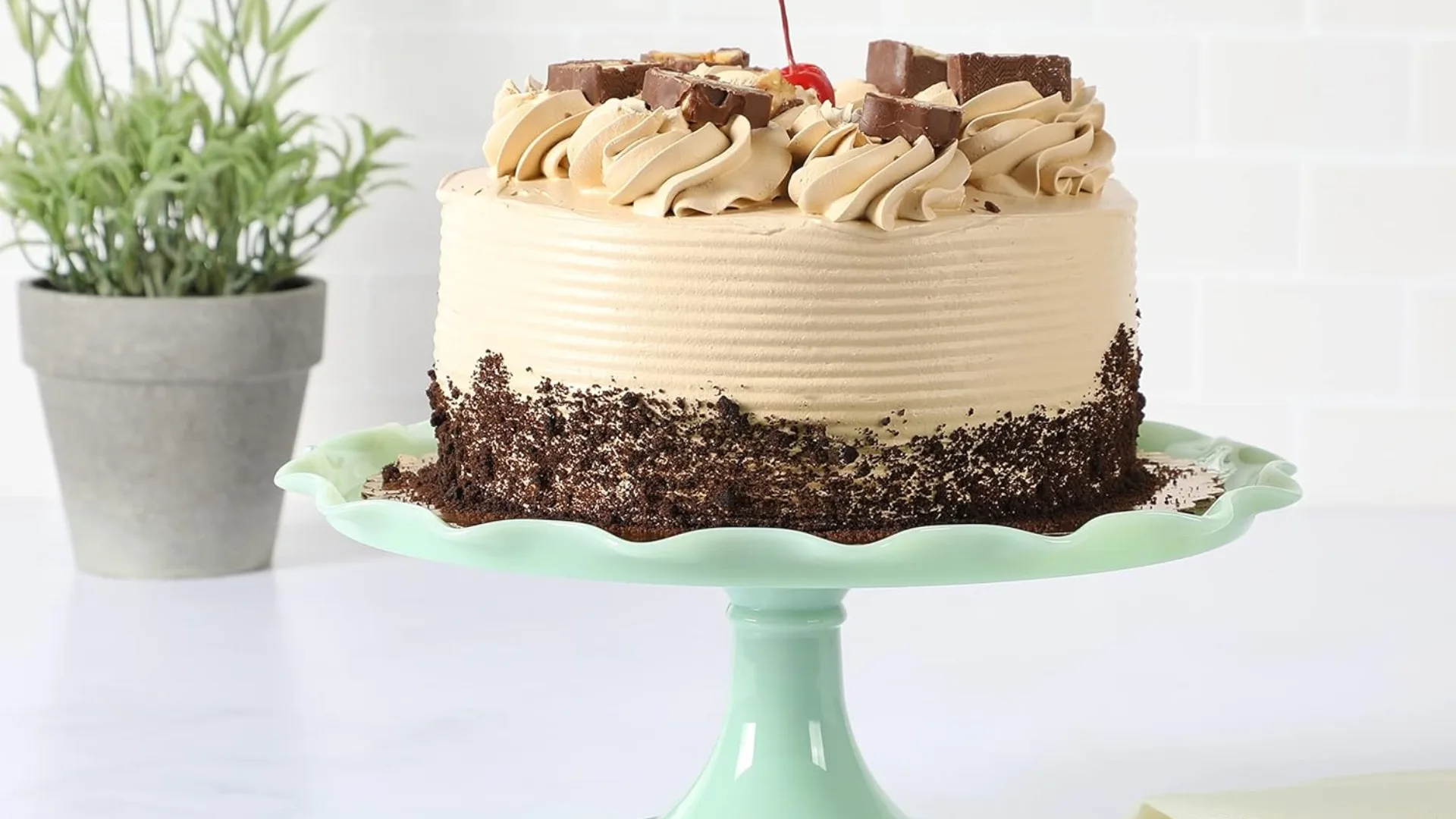Martha Stewart's jadeite glass cake stand will turn heads