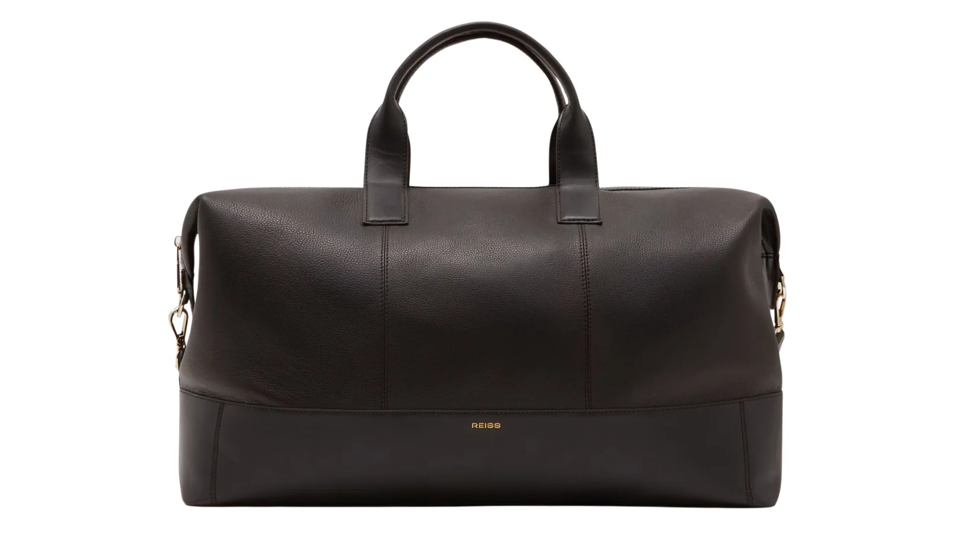 Reiss Colton Micro-Grain Leather Weekend Bag in Dark Brown