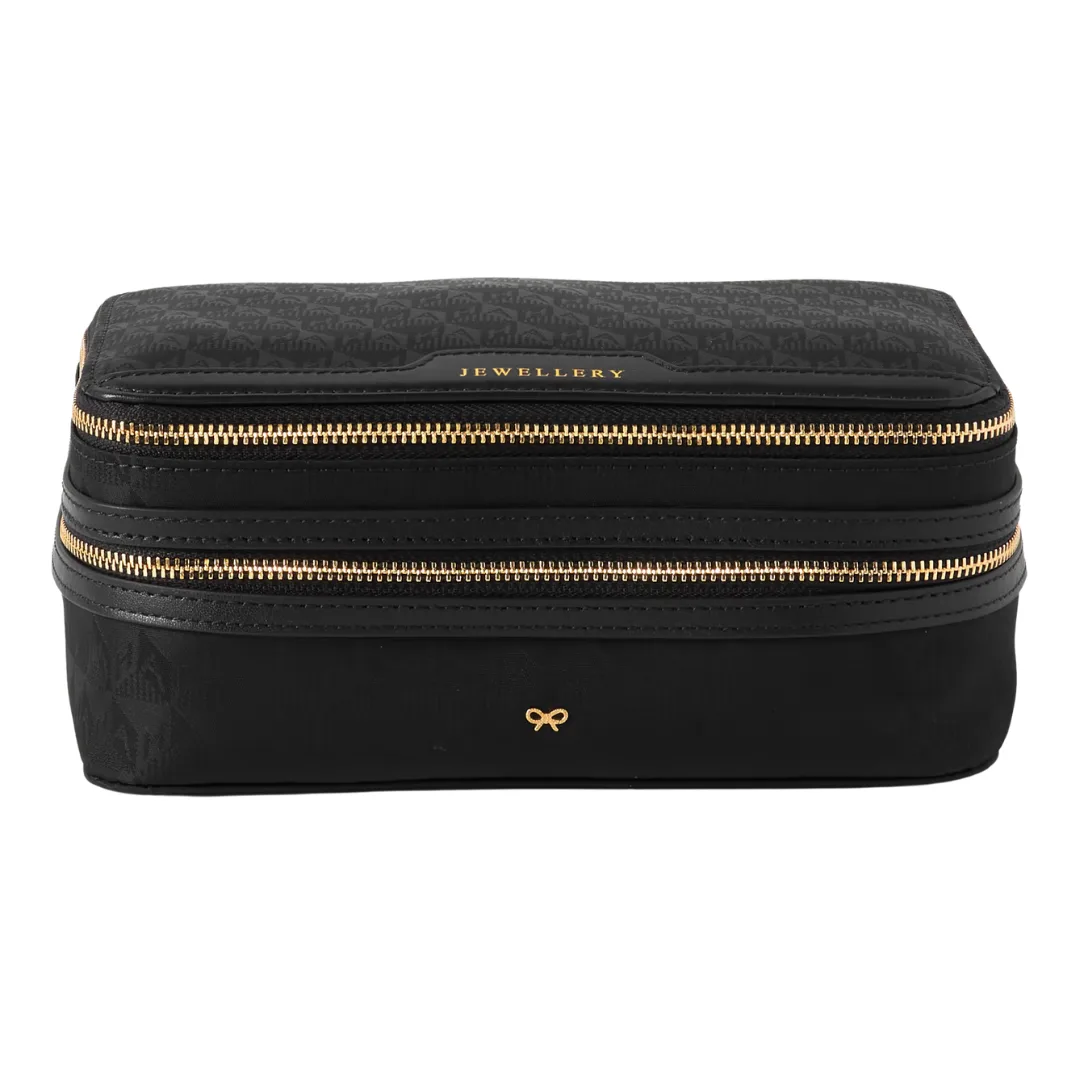 ANYA HINDMARCH Leather-trimmed jacquard jewelry case