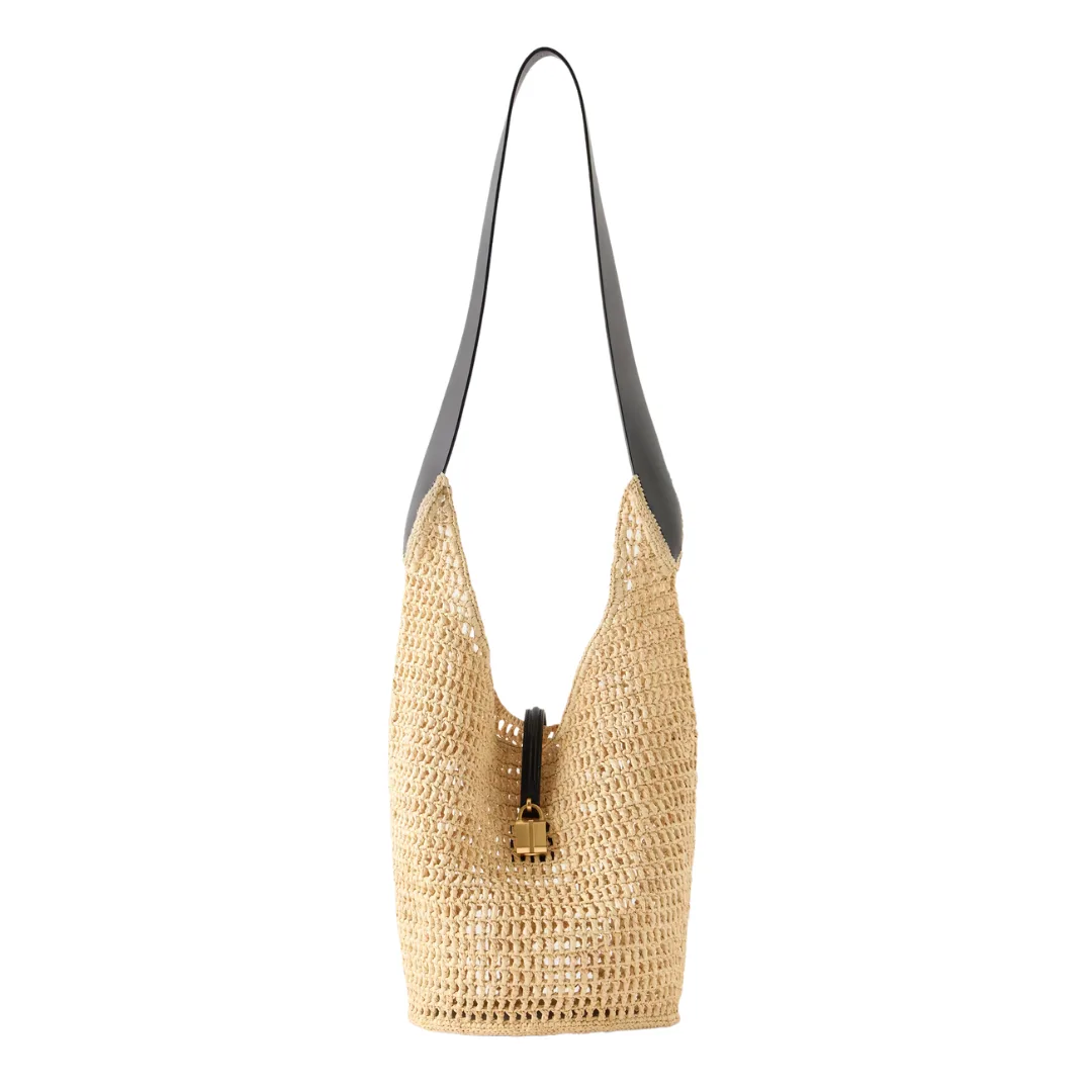 DEMELLIER The Siena leather-trimmed raffia tote