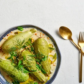 Zucchini yemesta in a silky avgolemono sauce