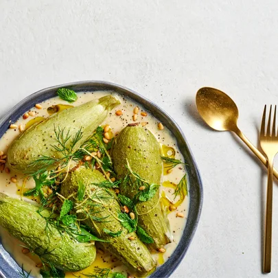 Zucchini yemesta with avgolemono sauce