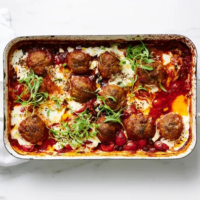 Fiery baked meatballs with black beans and chipotle