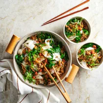 Chilli Sichuan pork with noodle rags
