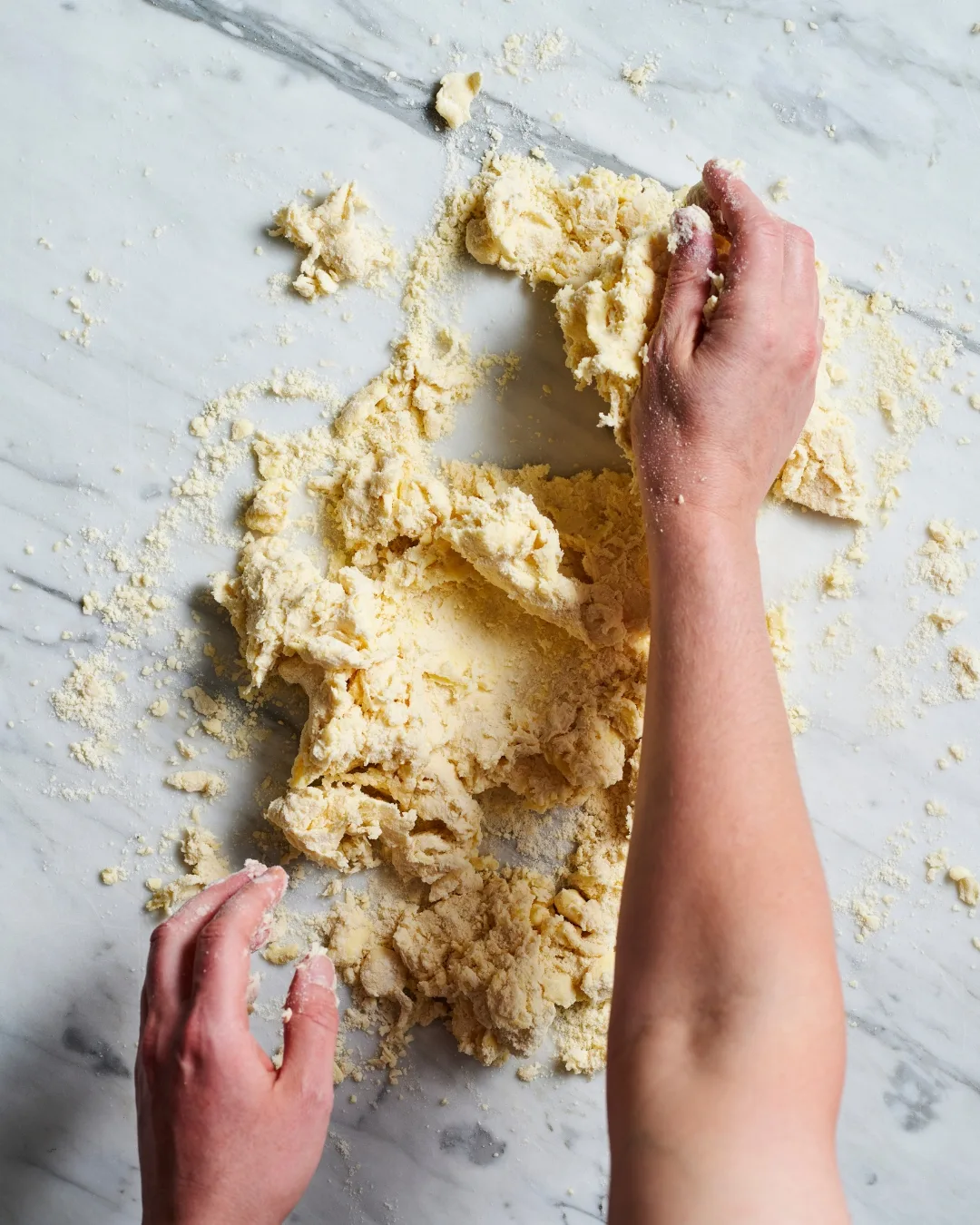 Work butter into the dough 