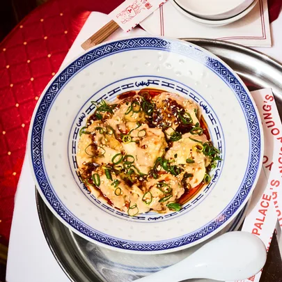 Young’s Palace’s strange flavour chicken wonton with two sauces