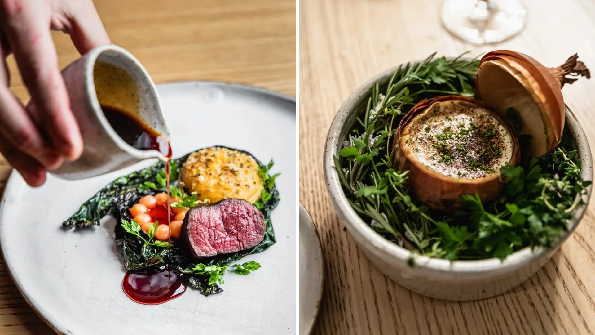 Dishes plated at Embra