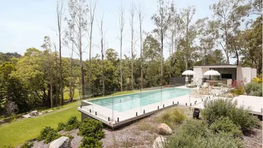 exterior of an Airbnb in Noosa with a pool and outdoor entertaining area