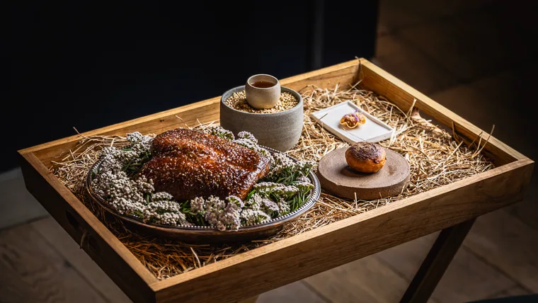 The roasted duck service at Auckland restaurant Paris Butter