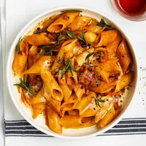 Salami-spiked penne alla vodka