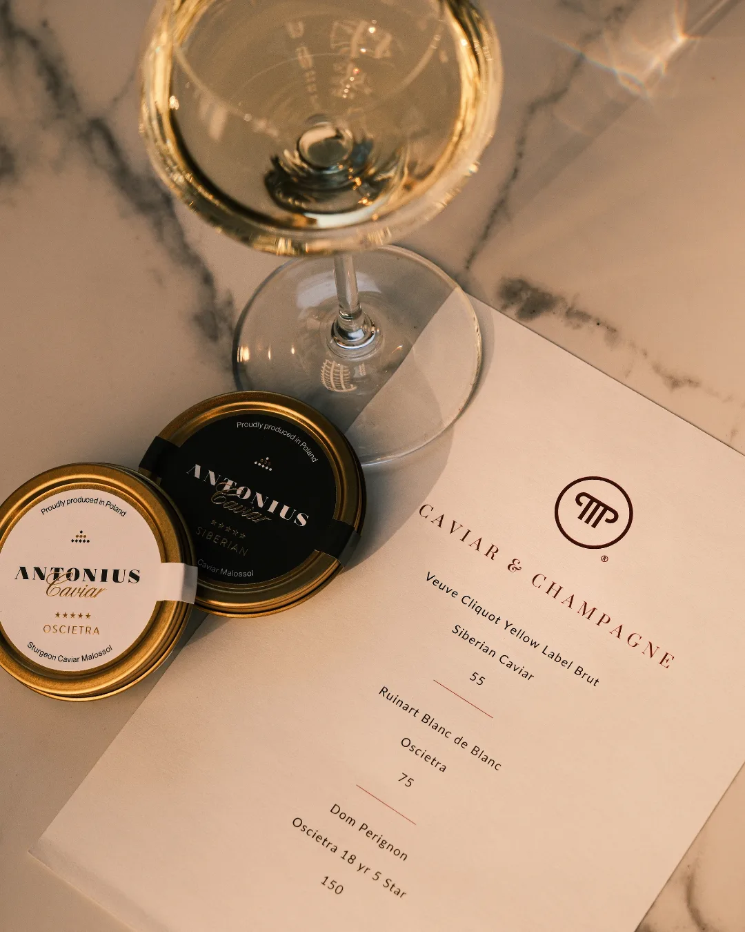 The Champagne and caviar pairing menu at Sydney private members' club The Pillars