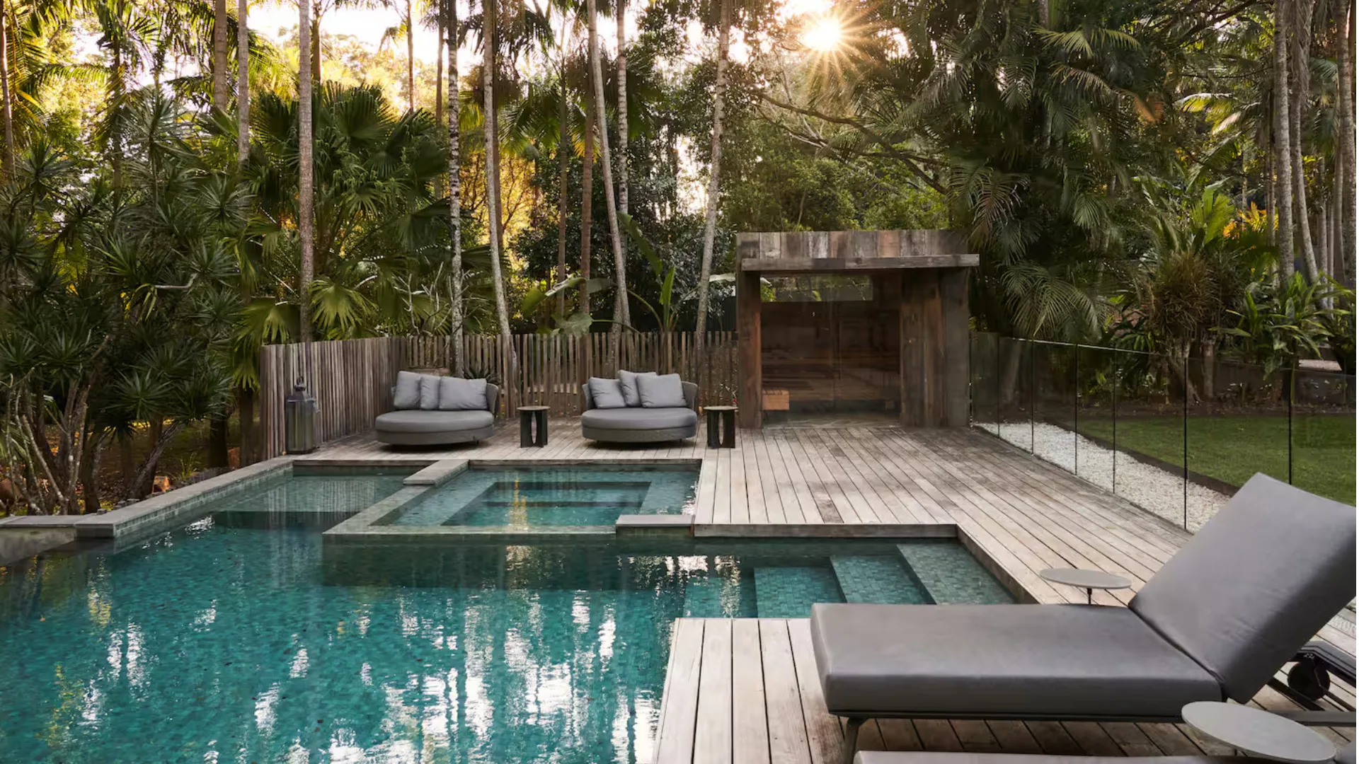 Two Acres Home, a luxury Airbnb in Byron Bay with a sauna, spa and fireplace
