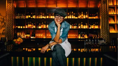 Chef Dominique Crenn sitting down