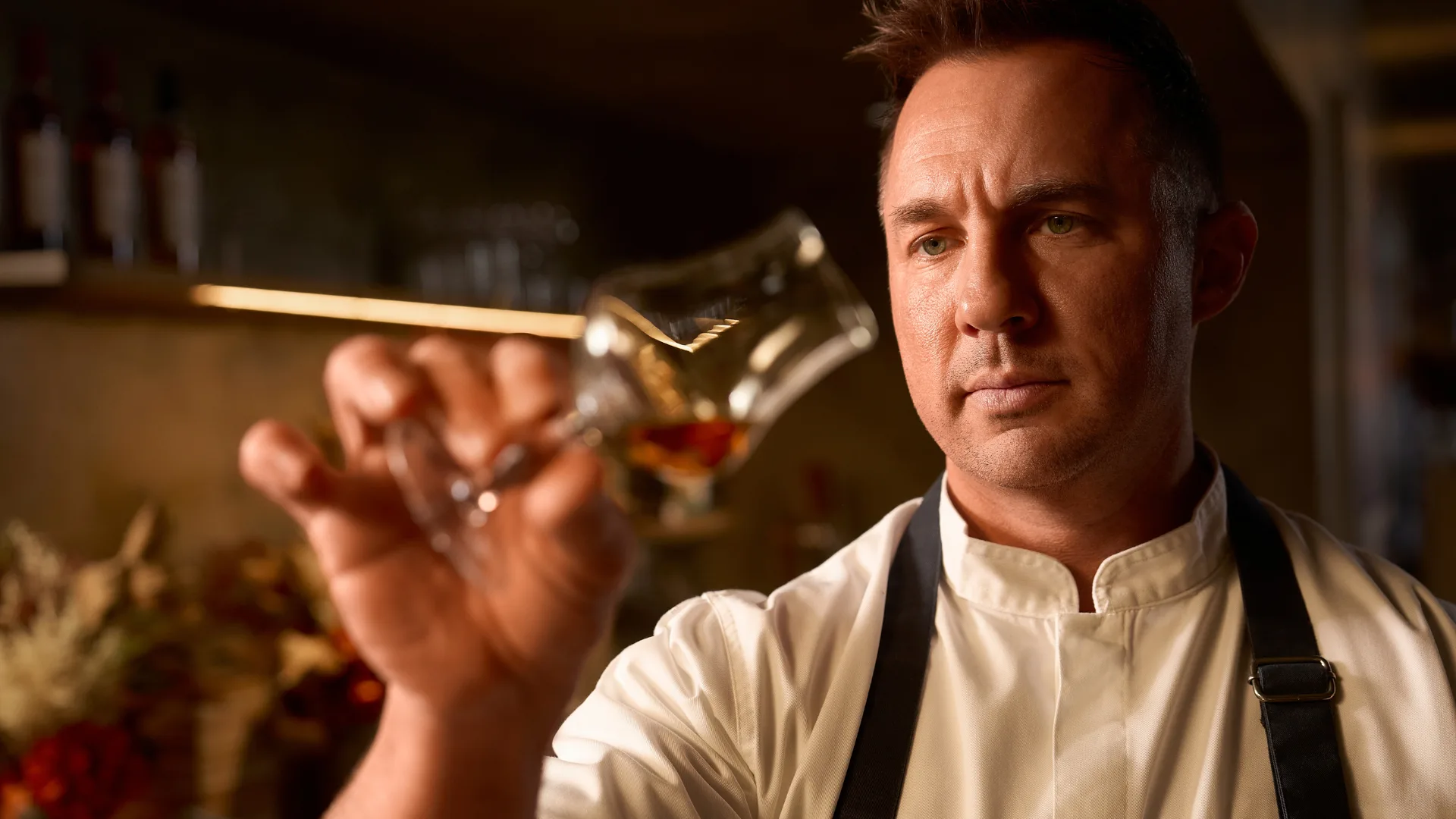 Amaru chef-owner Clinton McIver with a snifter of Macallan