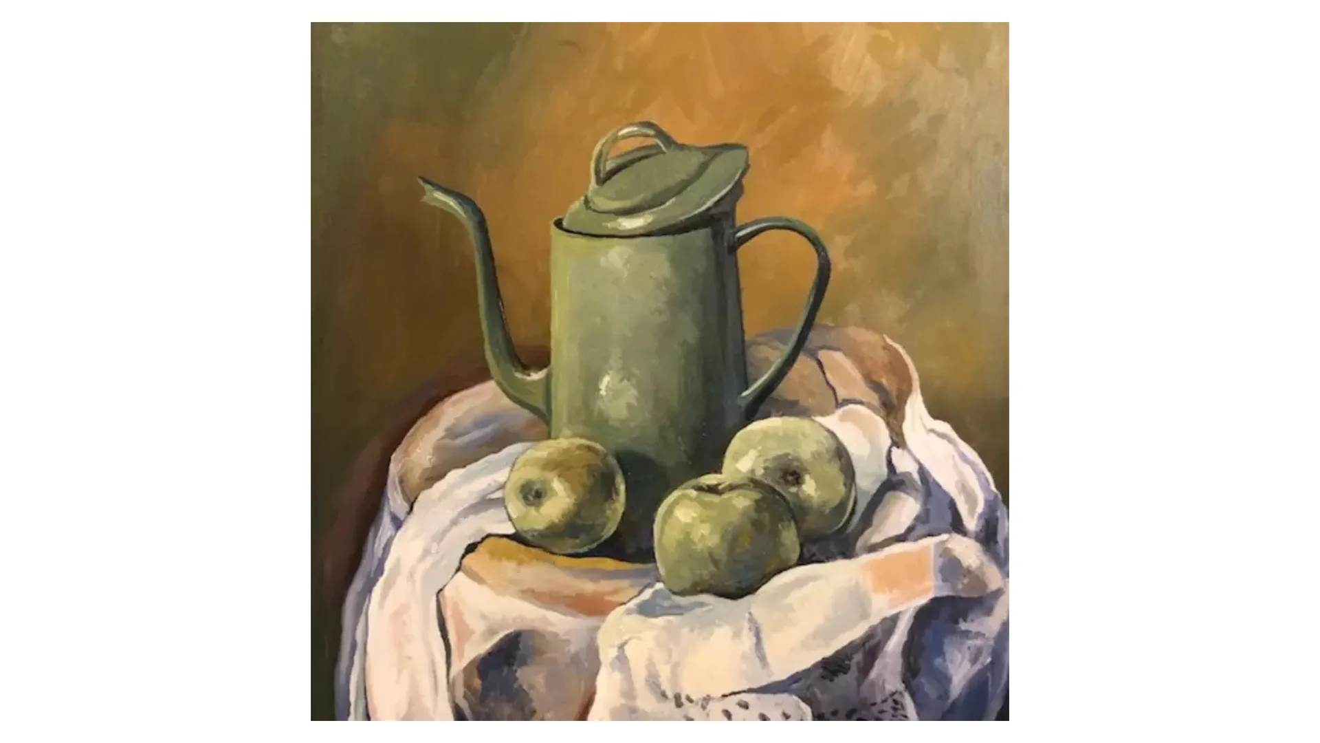 Still Life with Green Apples by Peter Hill Artwork as a luxury christmas gift