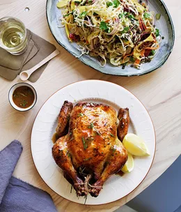 Warm slaw with green lentils
