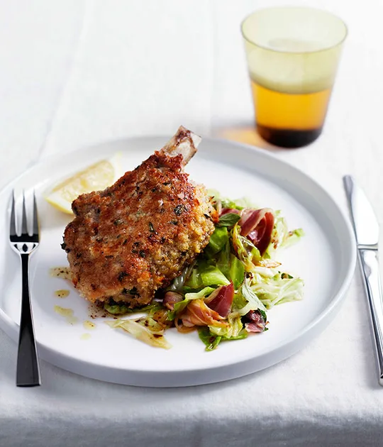 Pork Costolette With Cabbage and Pancetta Recipe