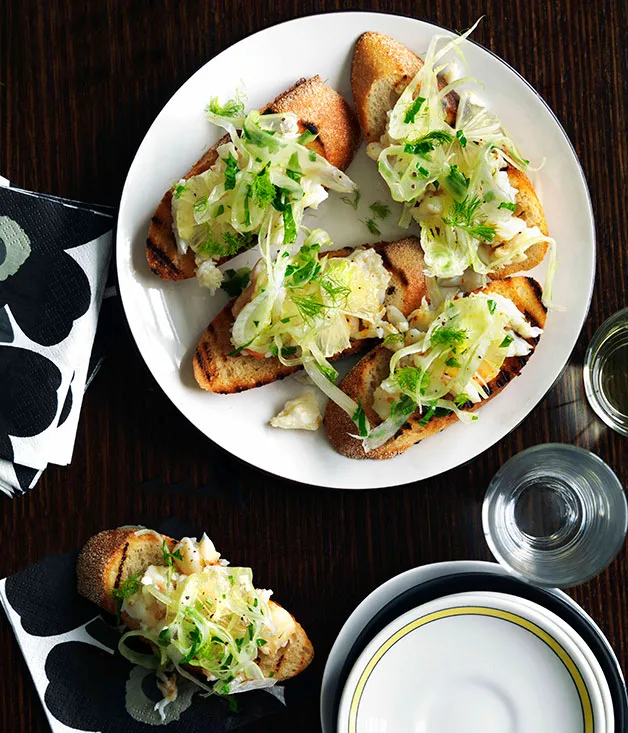 Love, Tilly Devine: Spanner crab, fennel, chilli and lemon bruschetta