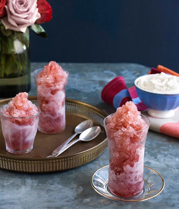 Pomegranate and Aperol granita