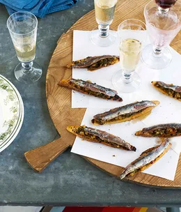 Anchovy and silverbeet on toast