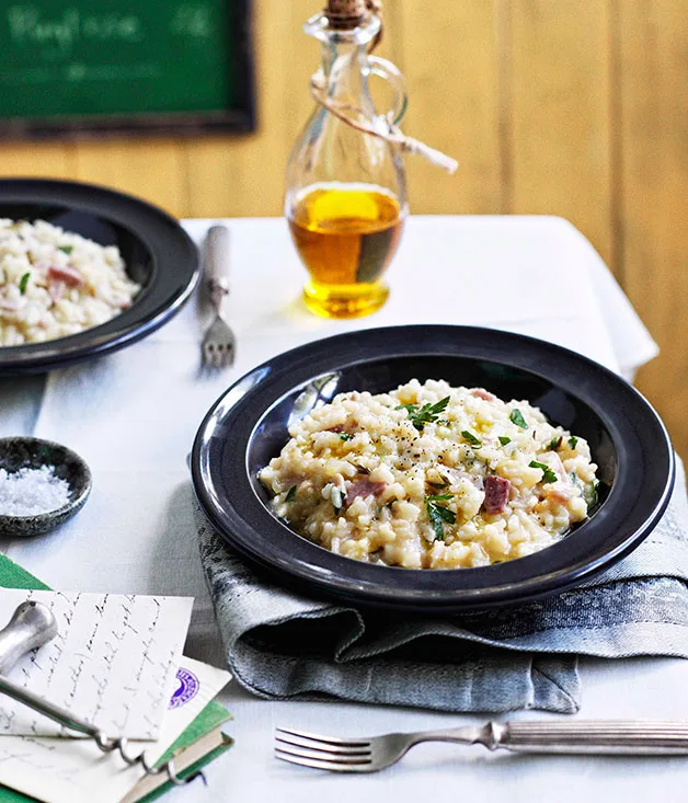 Ham, Fontina and rosemary risotto