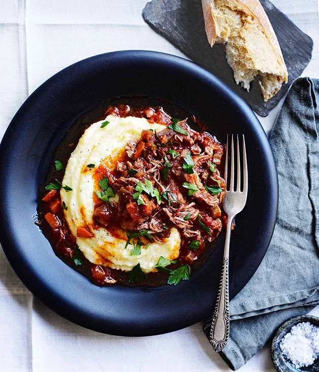 Braised duck, Valpolicella, tomato and rosemary with polenta