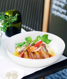 Shannon Bennett: Pork cheek, potato purée and radish
