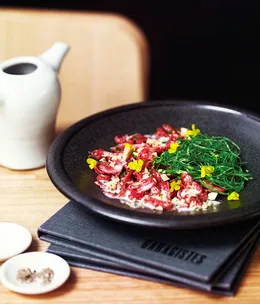Raw beef with buttermilk and horseradish dressing