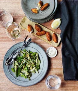 Char-grilled calamari with chicory and coriander