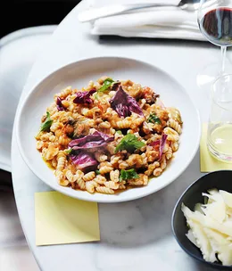Malloreddus with pork sausage and radicchio