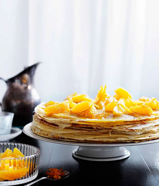 Crêpe cake with Suzette sauce