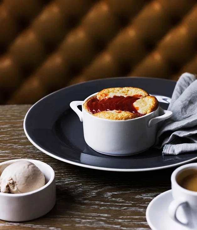 Quince clafoutis and chestnut ice-cream