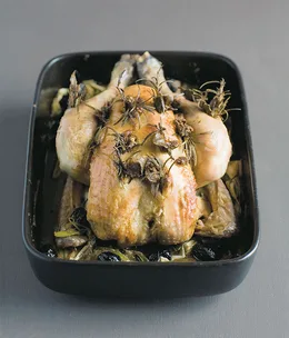 Stéphane Reynaud: Poulet rôti aux anchois et au romarin (roast chicken with anchovies and rosemary)