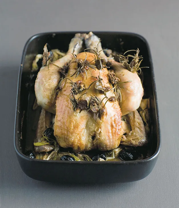 Stéphane Reynaud: Poulet rôti aux anchois et au romarin (roast chicken with anchovies and rosemary)
