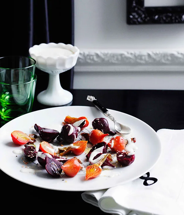 Beetroot salad with yoghurt and oregano dressing