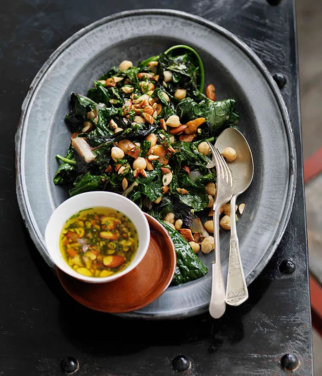 Shane Delia: Autumn greens and beans, smoked almonds and garlic