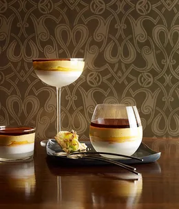 Martin Boetz: Young coconut jelly and burnt mango cream with pandanus macaroons